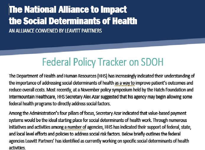 Federal Policy Tracker on Social Determinants of Health
